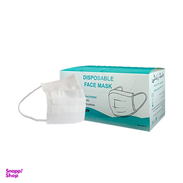 ماسک سه لایه رنگ سفید جعبه 50 عددی