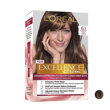 کیت رنگ مو لورآل (Loreal) مدل Excellence شماره 6.1 رنگ قهوه ای حجم 48 میلی لیتر