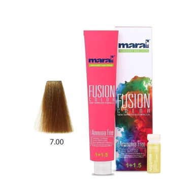 رنگ مو فاقد آمونیاک مارال (Maral) مدل Fusion شماره 7.00 رنگ بلوند متوسط اکسترا حجم 100 میلی‌لیتر