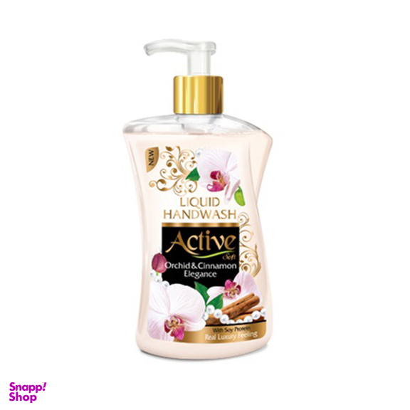 مایع دستشویی اکتیو (Active) مدل صدفی با رایحه گل و دارچین وزن 450 گرم