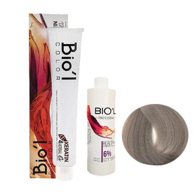 کیت رنگ مو بیول (Biol) سری Professional شماره 9.1 رنگ بلوند دودی خیلی روشن حجم 100 میلی‌ لیتر + اکسیدان شش درصدی