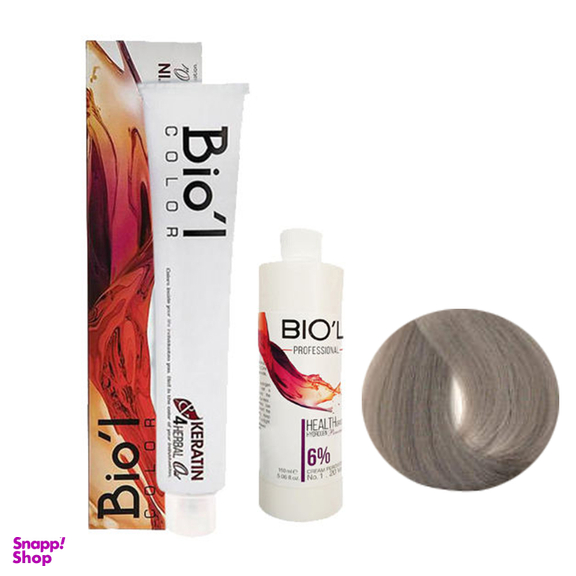 کیت رنگ مو بیول (Biol) سری Professional شماره 9.1 رنگ بلوند دودی خیلی روشن حجم 100 میلی‌ لیتر + اکسیدان شش درصدی