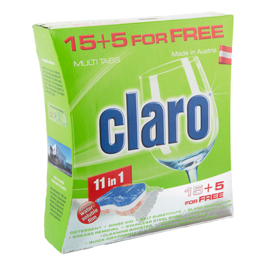 قرص ماشین ظرفشویی کلارو (Claro) مدل 11in1 بسته 20 عددی
