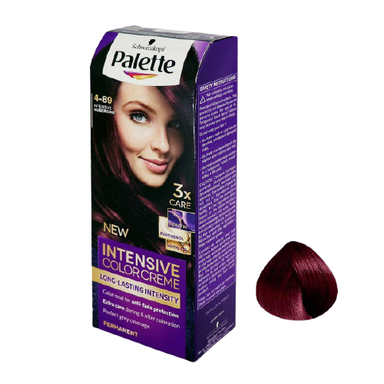 کیت رنگ مو پلت (Palette) مدل Intensive شماره 4.89 رنگ ماهگونی تیره مایل به بنفش حجم 50 میلی‌لیتر