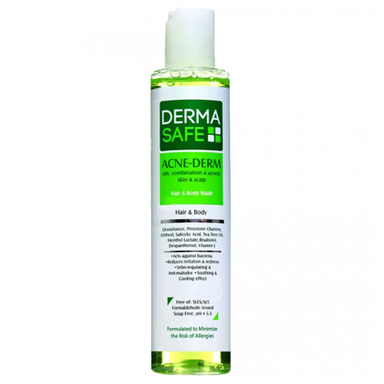 شامپو سر و بدن درماسیف (Dermasafe) مناسب برای پوست سر چرب حجم 200 میلی لیتر