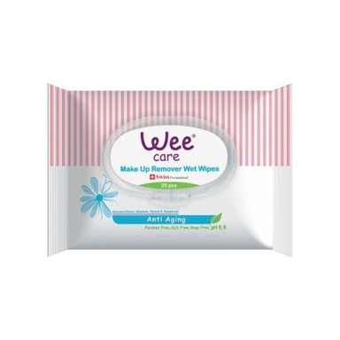 دستمال مرطوب پاک کننده آرایش وی کر (Wee Care) مدل ضد پیری بسته 20 عددی