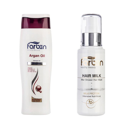 شامپو مو فاربن (Farben) مدل Argan به همراه شیر مو فاربن مجموعه 2 عددی