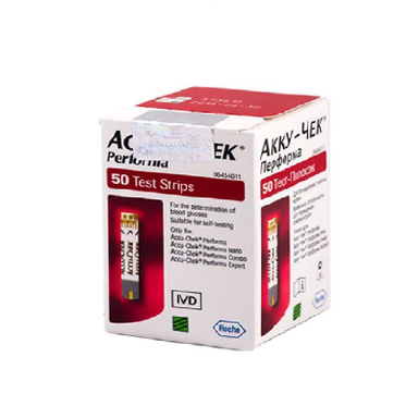 نوار تست قند خون آکیو چک (Accu-Chek) مدل پرفورما رنگ سفید بسته 50 عددی
