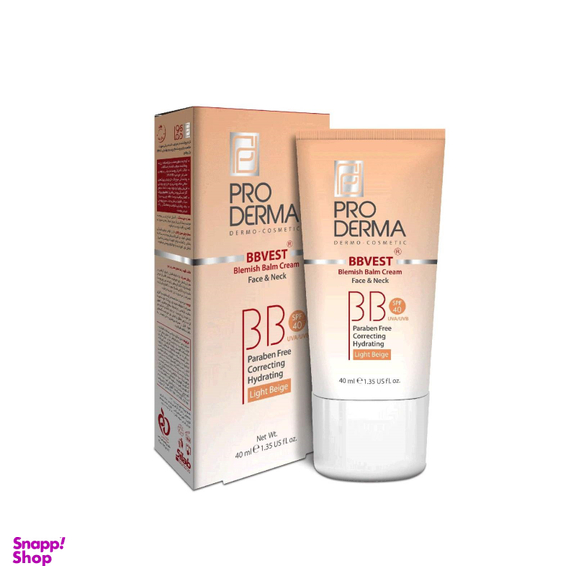 کرم پوشاننده رنگی پرودرما سری Bbvest مدل Light Beige حجم 40 میلی گرم