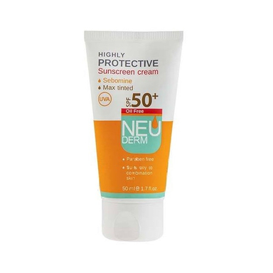 کرم محافظ آفتاب نیودرم (Neuderm) با SPF50+ بی رنگ حجم 50 میلی لیتر