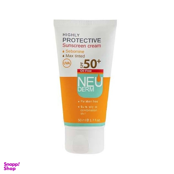 کرم محافظ آفتاب نیودرم (Neuderm) با SPF50+ بی رنگ حجم 50 میلی لیتر