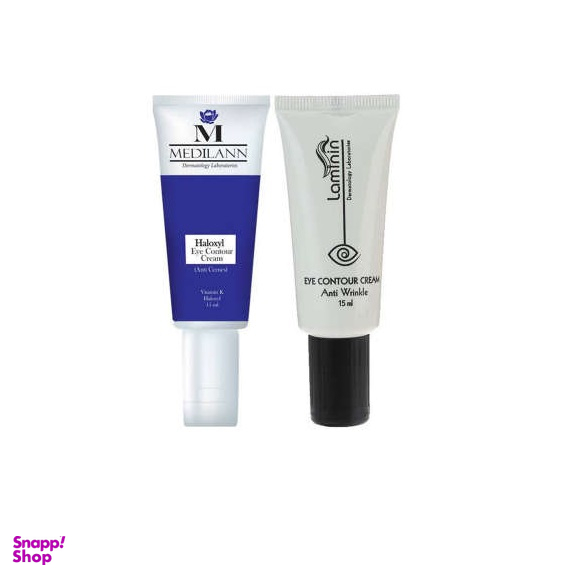 کرم دور چشم مدیلن (Medilann) مدل Haloxyl حجم 15 میلی لیتر به همراه کرم دور چشم لامینین (Laminin) مدل Anti Wrinkle