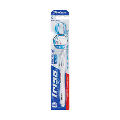 مسواک تریزا (Trisa) مدل Profilac Fine Tip Sensitive با برس نرم بی رنگ مات
