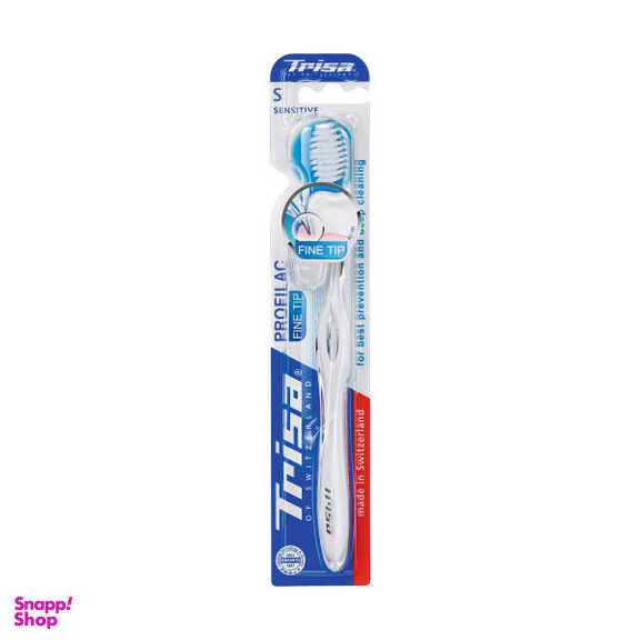 مسواک تریزا (Trisa) مدل Profilac Fine Tip Sensitive با برس نرم بی رنگ مات