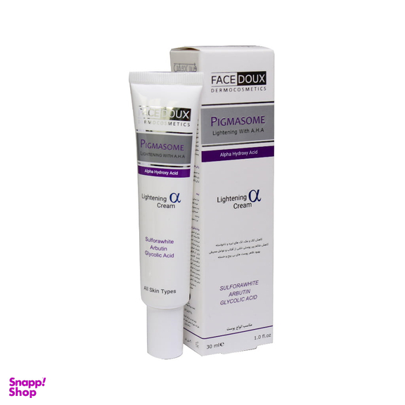 کرم ضد لک فیس دوکس (Face Doux) سری Pigmasome مدل Alpha cream مناسب انواع پوست حجم 30 میلی‌‌ لیتر