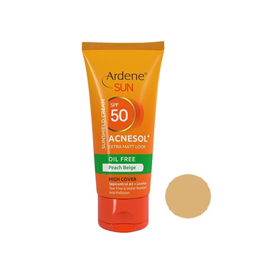 کرم ضد آفتاب فاقد چربی آردن (Ardene) مدل Acnesol با SPF 50 رنگ Peach Beige حجم 50 میلی‌ لیتر