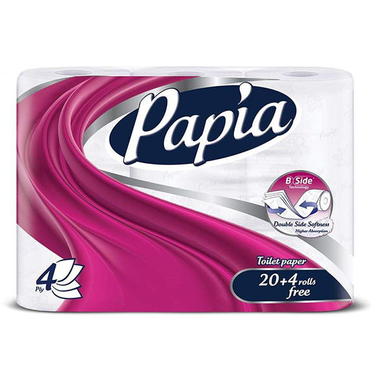 دستمال توالت پاپیا (Papia) مدل 4 لایه بسته 24 عددی