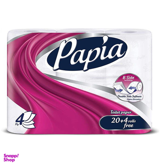 دستمال توالت پاپیا (Papia) مدل 4 لایه بسته 24 عددی