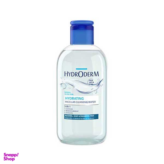 میسلار واتر هیدرودرم (Hydroderm) مدل 3در1 مناسب چشم و لب پوست خشک 1 عددی حجم 250 میلی لیتر