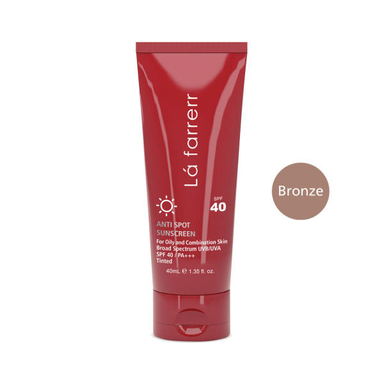 کرم ضدآفتاب و ضدلک رنگی لافارر مدل SPF40-Bronze مناسب پوست های چرب و مختلط حجم 40 میلی لیتر