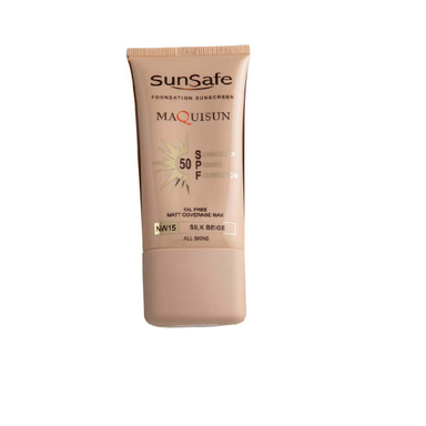 کرم ضد آفتاب رنگی اس پی اف-50 سان سیف (Sun safe) ماکی سان همراه با پرایمر بژ عاجی وزن 40 گرم