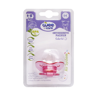 پستانک وی کر (Wee care) مدل ارتودنسی شفاف سایز 2 کد پی 108 فانسی
