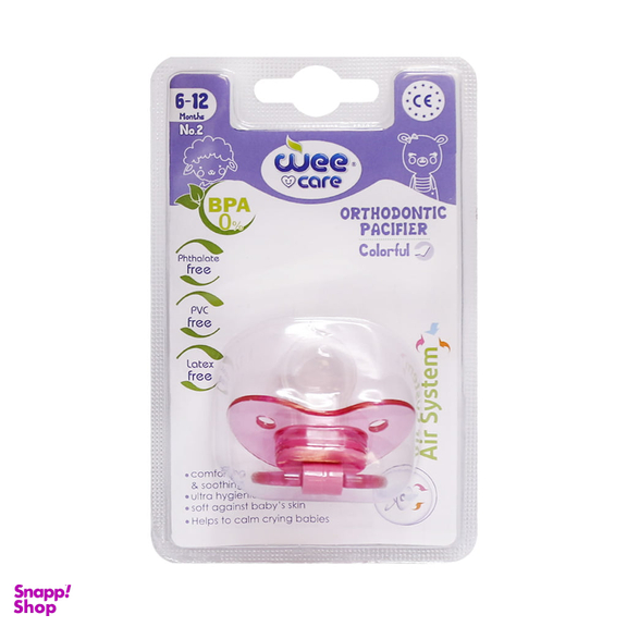 پستانک وی کر (Wee care) مدل ارتودنسی شفاف سایز 2 کد پی 108 فانسی