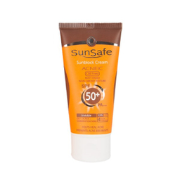 کرم ضد آفتاب +SPF50 سان سیف (Sun safe) فاقد چربی بدون رنگ آنتی آکنه وزن 50 گرم