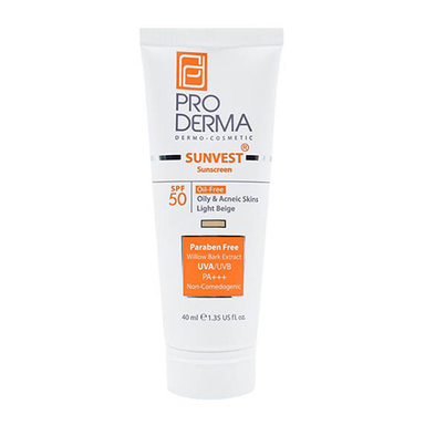 کرم ضد آفتاب پرودرما (Pro Derma) مدل 50 Sunvest حجم 40 میلی لیتر