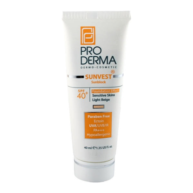 کرم ضد آفتاب رنگی پرودرما (Pro Derma) مدل 40 Sunvest حجم 40 میلی لیتر