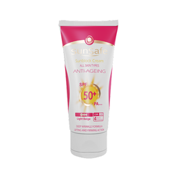 کرم ضد آفتاب ضد چروک +SPF50 سان سیف (Sun safe) مدل بژ روشن وزن 50 گرم