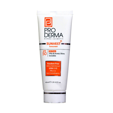 کرم ضد آفتاب فاقد چربی پرودرما (Proderma) با spf50 بی رنگ