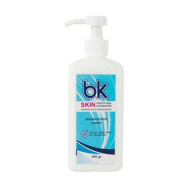 کرم مرطوب کننده آبرسان بی کی (BK) حجم 500 میلی‌ لیتر