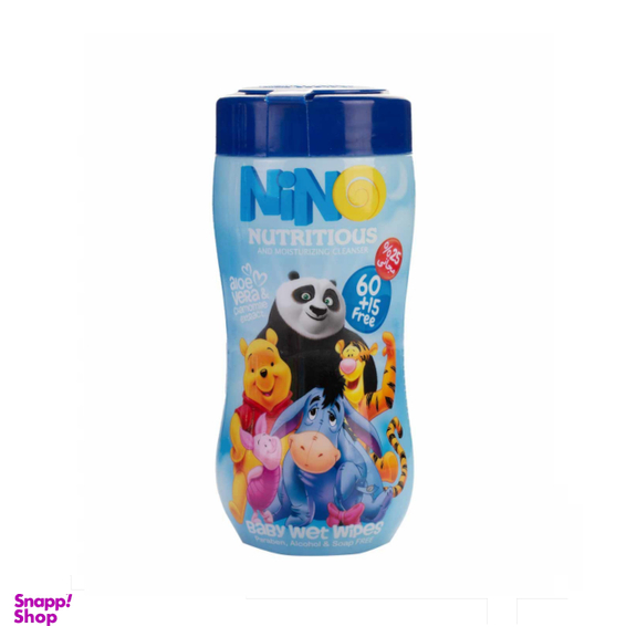 دستمال مرطوب کودک نینو (Nino) طرح کارتونی بسته 75 عددی