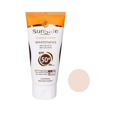 کرم ضد آفتاب روشن کننده سان سیف با spf 50 رنگ بژ روشن حجم 50 میلی‌ لیتر