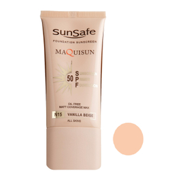 کرم ضد آفتاب رنگی سان سیف فاقد چربی با spf50 رنگ بژ وانیلی حجم 40 میلی لیتر