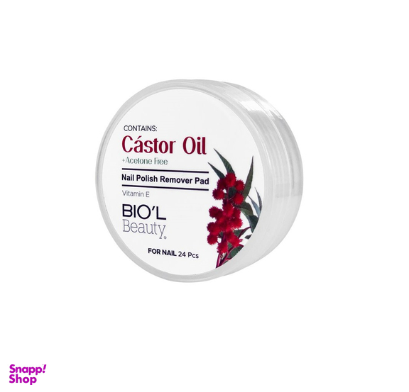 پد لاک پاک کن بیول (Biol) مدل Caster Oil فاقد استون مدل 24 عددی