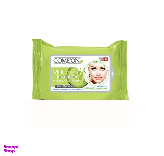 دستمال مرطوب پاک کننده آرایش کامان (Comeon) حاوی شیر و خیار 20 عددی