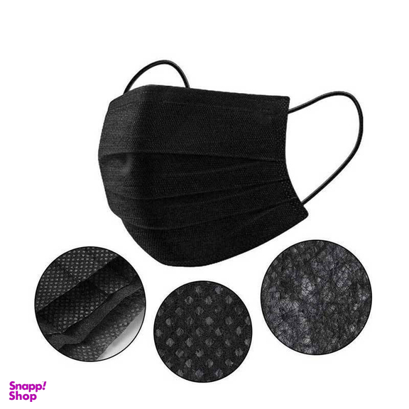 ماسک سه لایه لاکچری رنگ مشکی جعبه 50 تایی
