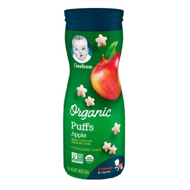 پاف اسنکی ارگانیک گربر (Gerber) با طعم سیب +8 وزن 42گرم