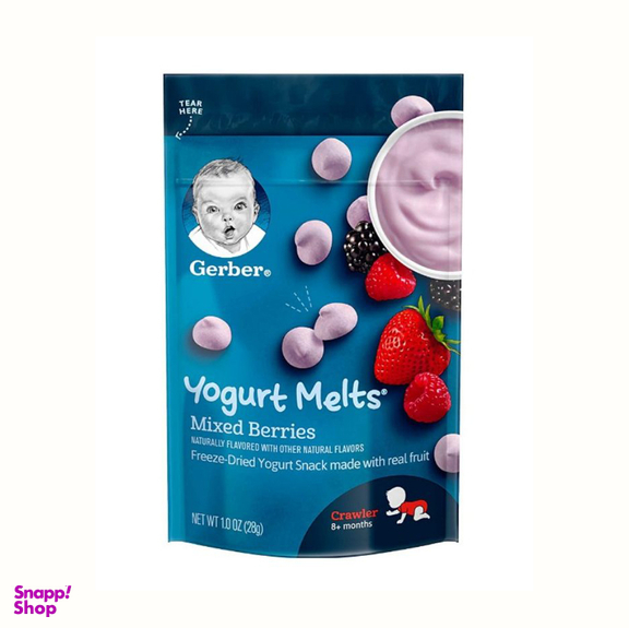 پاف اسنک ماستی گربر (Gerber) با طعم توت فرنگی +8 وزن 28گرم