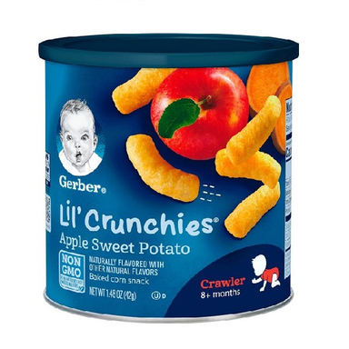 پفک کرانچی ارگانیک گربر (Gerber) با طعم سیب و سیب زمینی شیرین +8 وزن 42گرم