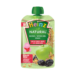 پوره ساندیسی هاینز (Heinz) با طعم سیب و آلو و غلات +6 وزن 90 گرم