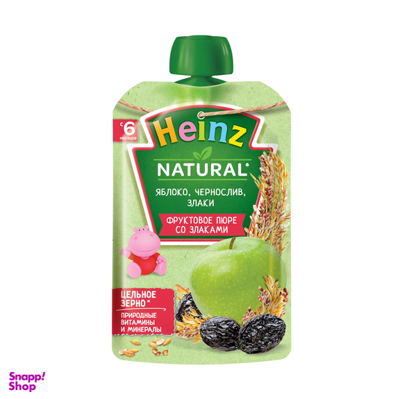 پوره ساندیسی هاینز (Heinz) با طعم سیب و آلو و غلات +6 وزن 90 گرم