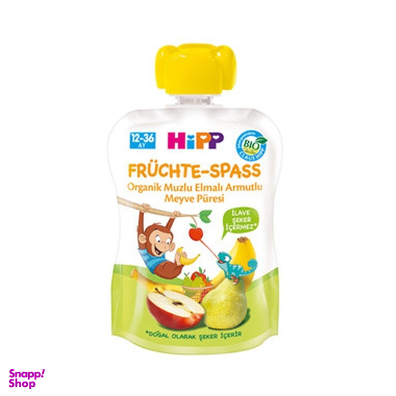 پوره ساندیسی هیپ (Hipp) با طعم سیب و موز و گلابی +12 وزن 90 گرم