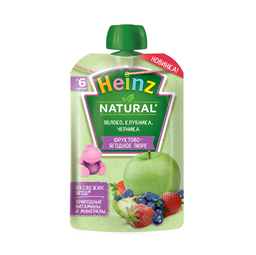 پوره ساندیسی هاینز (Heinz) با طعم سیب و توت فرنگی و بلوبری +6 وزن 90 گرم