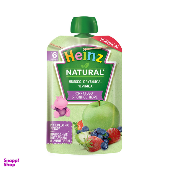 پوره ساندیسی هاینز (Heinz) با طعم سیب و توت فرنگی و بلوبری +6 وزن 90 گرم