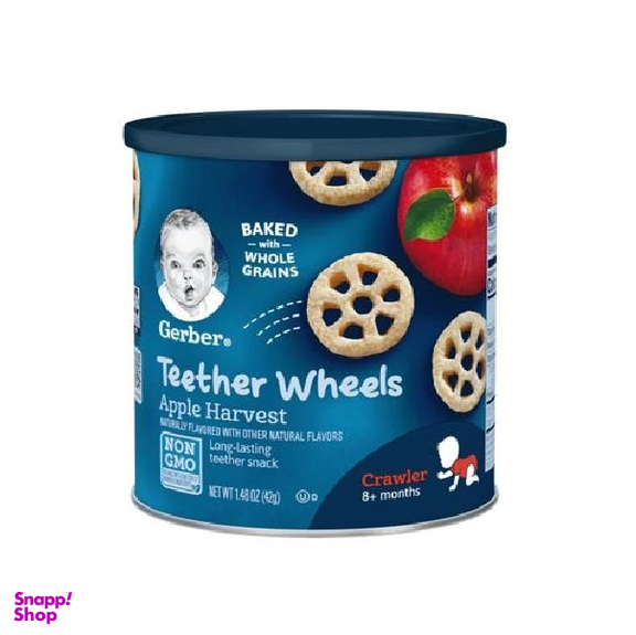 پفک چرخی ارگانیک گربر (Gerber) با طعم سیب +8 وزن 42گرم