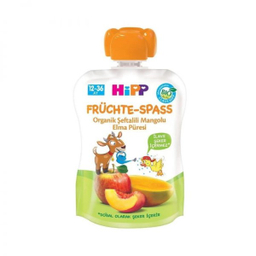 پوره ساندیسی هیپ (Hipp) با طعم سیب و هلو و انبه +12 وزن 90 گرم