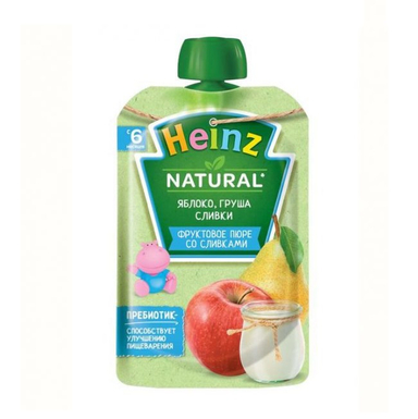 پوره ساندیسی هاینز (Heinz) با طعم سیب و گلابی و خامه +6 وزن 90 گرم